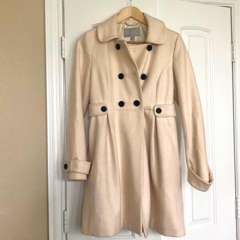 Cream longer pea coat. Beautiful over a dress. Size small.